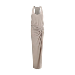 Gray Polyester Long Dress