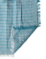 Light Blue Silk Blend Fringed Logo 185cm x 73.5cm Scarf