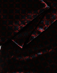 Black Red Rayon Geometric Pattern Fringe 140cm X 16cm Scarf