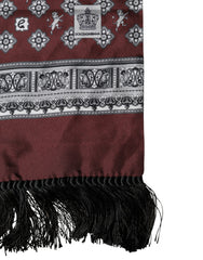 Bordeaux Silk Fringe Shawl Neck Wrap 142cm X 15.5cm Scarf
