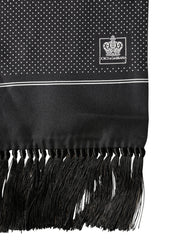 Black Silk Polka Dot Crown Foulard 140cm X 16.5cm Scarf