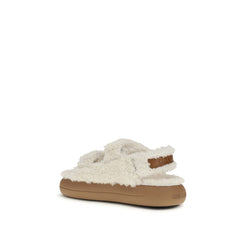 White Polyamide Flat Sandals