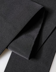 Black Silk Fringe Neck Wrap Foulard 160.5cm x 8cm Scarf