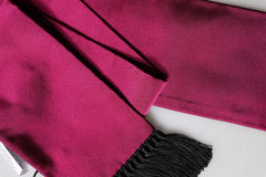 Burgundy Silk Fringe Neck Wrap Foulard 160.5cm x 8cm Scarf