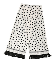 White Black Polka Dot Neck Wrap Foulard 165.5cmx32cm Scarf