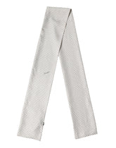 White Brown Polka Dot Silk Bandeau Neck Wrap 151cm x 13cm Scarf