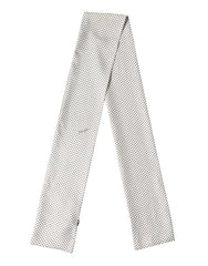 White Brown Polka Dot Silk Bandeau Neck Wrap 151cm x 13cm Scarf