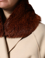Brown Mink Fur Collar Women Neck Wrap 60cm x 14cm Scarf
