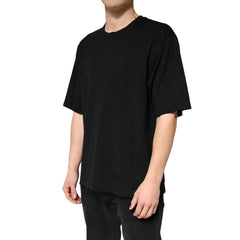 Black Cotton Crewneck Short Sleeve T-Shirt