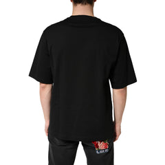 Black Cotton Crewneck Short Sleeve T-Shirt