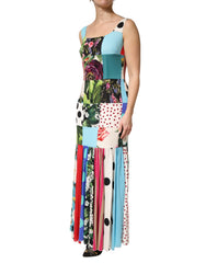 Multicolor Patchwork Silk Sleeveless Dress