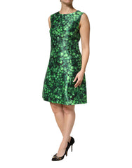 Green Clover Print Sleeveless A-Line Dress