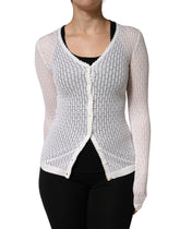 White Lace Silk Knit Long Sleeves Cardigan Top