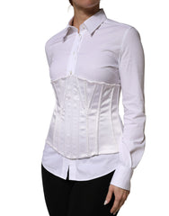 White Polyamide Waist Cincher Bustier Corset Top