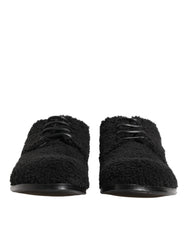 Men Black Riccio Shearling Dress Derby Shoes