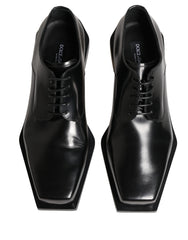 Black Matte Lace-Up Leather Dress Derby Shoes