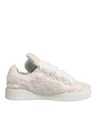 White Shearling Fur Bianco Low Top Sneakers Shoes