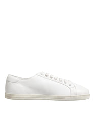 White Bianco Leather Men Low Top Sneakers Shoes