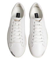 White Bianco Leather Men Low Top Sneakers Shoes