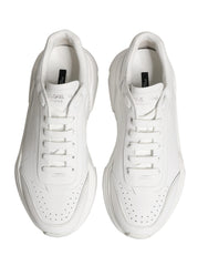 White Calfskin Leather Low Top Sneakers Shoes
