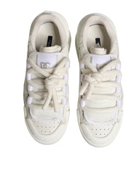 White Leather DG Logo Lace Up Sneakers Shoes
