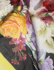 Multicolor Floral Print Square Stole 135cm x 130cm Scarf