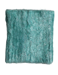 Teal Mohair Wool Knitted Wrap Shawl 62cm x 32.5cm Scarf