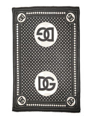 Black White Polka Dot Logo Stole Wrap 188cm x 116cm Scarf