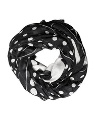 Black White Polka Dot Logo Stole Wrap 188cm x 116cm Scarf