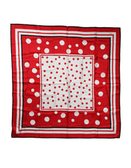 Red White Polka Dot Square Foulard 90cm x 88cm Scarf