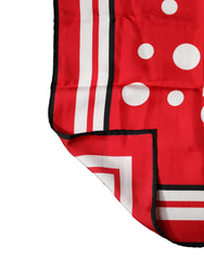 Red White Polka Dot Square Foulard 90cm x 88cm Scarf