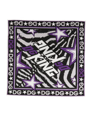Black Purple DG King Cotton Foulard 51cm x 49.5cm Scarf