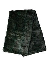 Black Green Stripe Fur Shawl Neck Wrap 180cm x49cm Scarf