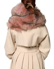 Pink Frost Fox Fur Neck Warmer Winter 120cm x 27cm Scarf