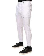 White Paint Print SkinnyFit Trouser Pants