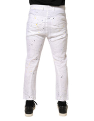 White Paint Print SkinnyFit Trouser Pants