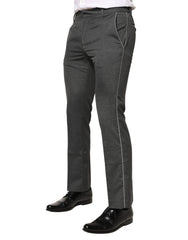 Gray Polyester Formal Dress Trouser Pants