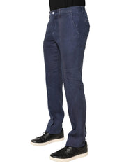 Navy Blue Skinny Chino Mid Waist Men Pants