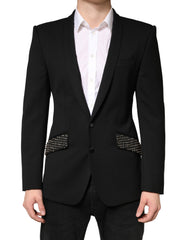 Black Embellished Single Breasted Blazer