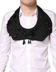 Black Crystal Embellished Crop Waistcoat One Size Vest