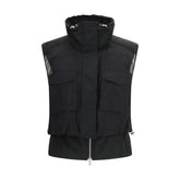 Black Nylon Sleveless Jacket