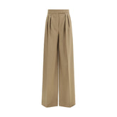 Beige Fleece Wool Casual Pants