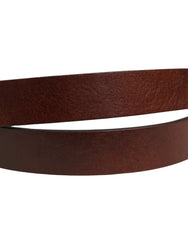 Brown Leather Logo Metal Buckle Men Belt