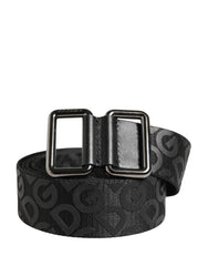 Black Logo Monogram Silver Metal Buckle Belt