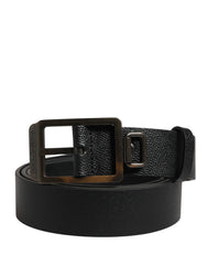 Black Calf Leather Gold Metal Buckle Belt