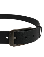 Black Calf Leather Gold Metal Buckle Belt