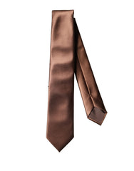 Brown Satin 100% Silk Wide Adjustable Men Necktie Tie