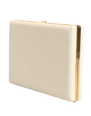 White Lambskin Leather Clutch Evening Women Purse Bag