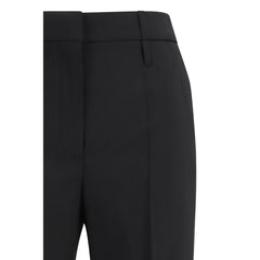 Black Fleece Wool Flared Pants