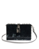 Black Acrylic Plexiglass Studded DOLCE BOX Clutch Bag